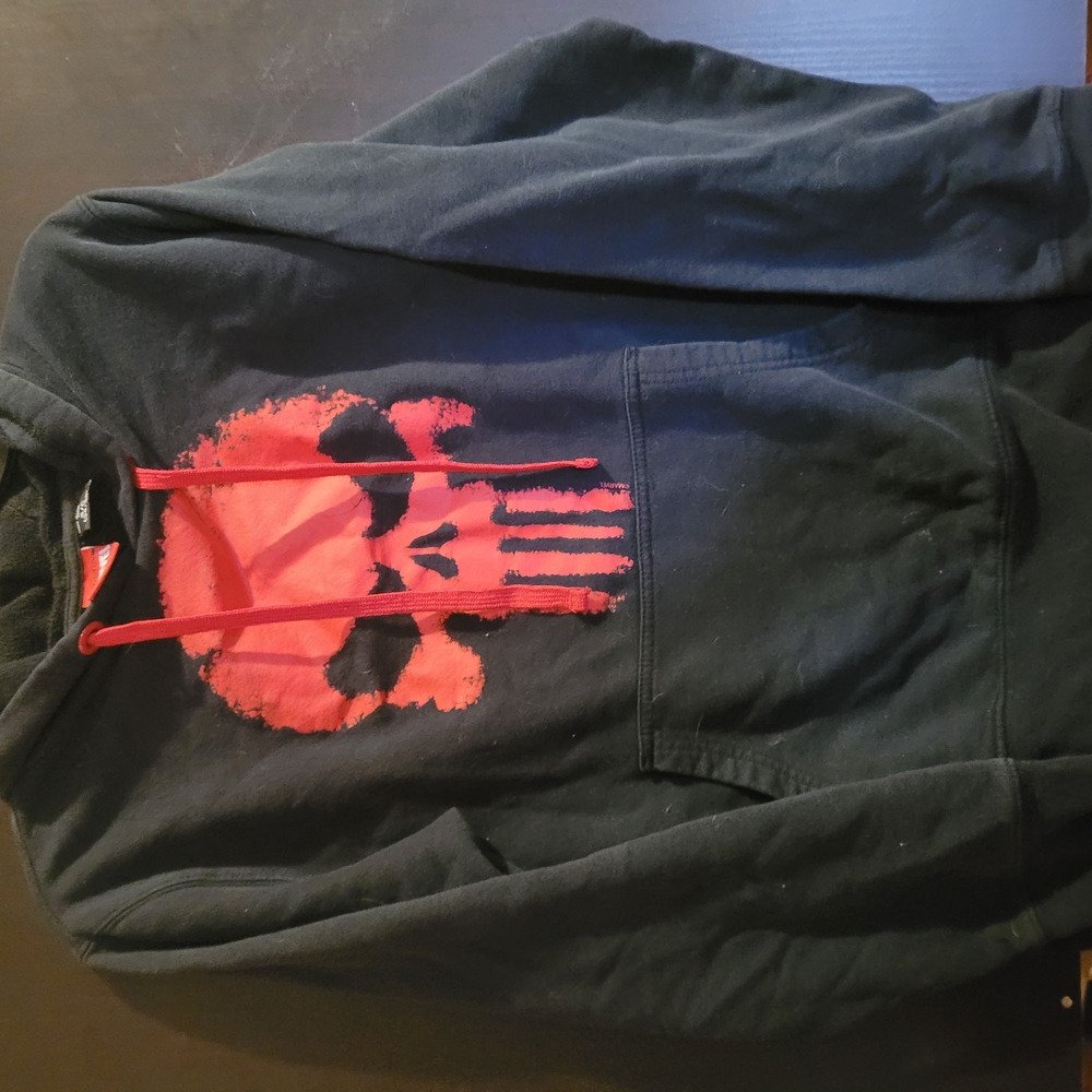 Marvel Black Hoodie with Red Skull Design